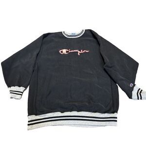 Vtg 80s Champion Reverse Weave Mens 2XL  Spell Out Striped Sweatshirt USA